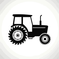 Black and White Tractor Illustration for Agricultural or Farming Concepts