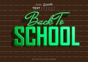 Back To School 3d modern text style effect editable. Text template banner or poster design.	