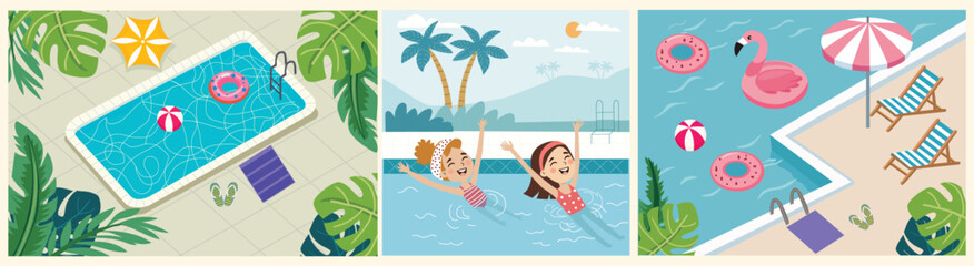Summer vacation background of pool with tranquil turquoise ripples.