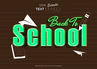 Back To School 3d modern text style effect editable. Text template banner or poster design.	