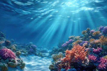 Naklejka premium Underwater coral reef scene 