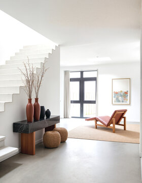 white bright room with stairs