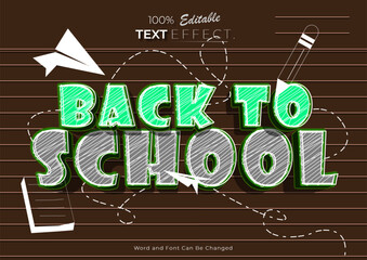 Back To School 3d modern text style effect editable. Text template banner or poster design.	
