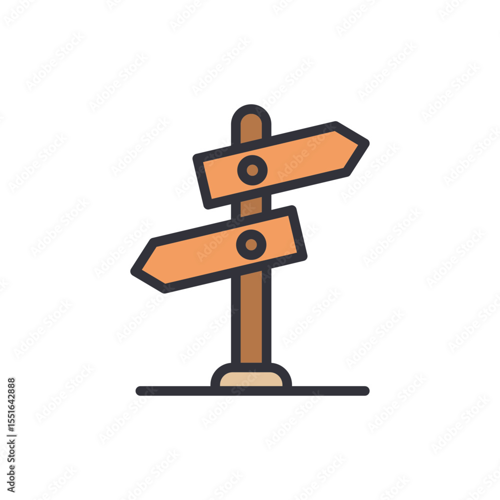 Poster directional sign with two arrows displaying separate navigation choices