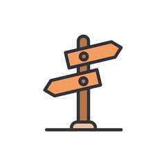 Directional Sign With Two Arrows Displaying Separate Navigation Choices