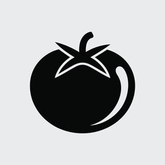 Obraz premium Simple Tomato Icon Vector Illustration in Black and White Style