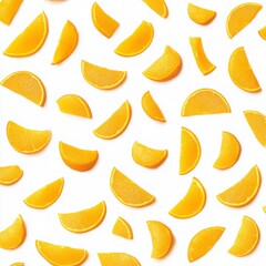 Colorful Fruit Slices Pattern On A White Background