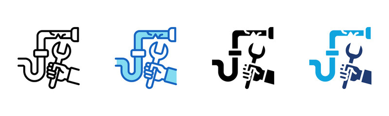 Plumbing Repair icon Multi Style Vector Illustration