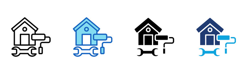 Home Renovation icon Multi Style Vector Illustration