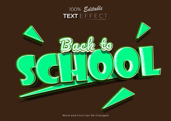 Back To School 3d modern text style effect editable. Text template banner or poster design.	
