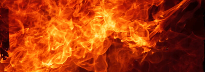 Banner Fire explosion flammable car fire on street smoke, hot danger flame burning effect. Fire...