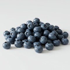 Fresh blueberries piled on white background, organic fruit rich in antioxidants, healthy snack or smoothie ingredient, superfood concept for nutrition, vegan or natural diet presentation
