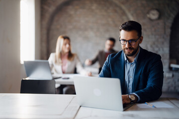 Office manager working in modern workplace