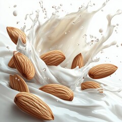 Hyper realistic 3d render Almond Milk Splash: Creamy Texture, Nutty Delight AI Generative
