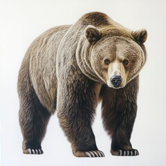 Fototapeta premium Detailed Bear Portrait Against White Background