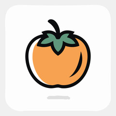 Minimal Flat Vector of Persimmon with Bold Black Outline in Clean Style Isolated on White