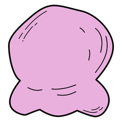 A single scoop of cartoon-style strawberry ice cream in pink color. Suitable for dessert-themed illustrations and food graphics.