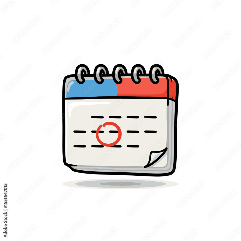 Poster cartoon calendar graphic illustration with highlighted date for scheduling planning and important ev