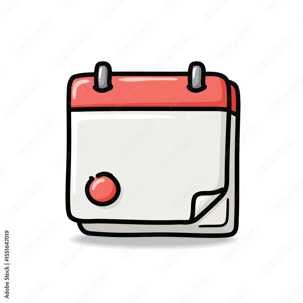 Poster minimalist hand drawn doodle style calendar icon illustration with blank pages and red circle marker