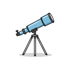 Colorful cartoon vector illustration featuring a professional telescope on a tripod essential equipment for astronomy science space observation exploration discovery learning and