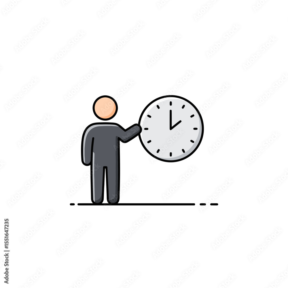 Poster professional person holding clock illustration symbolizing time management planning scheduling and e