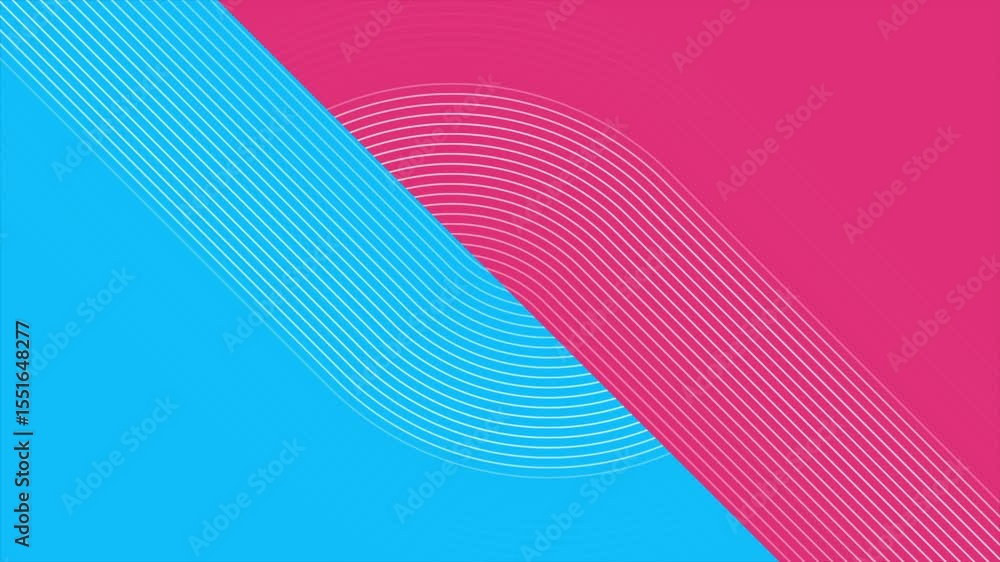 Poster Blue and pink linear pattern abstract geometric minimal background. Seamless looping motion design. Video animation Ultra HD 4K 3840x2160