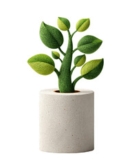 Eco-Friendly Growth: A stylized plant thrives in a minimalist, textured pot, embodying nature and sustainability. Clean and crisp, symbolizing growth and environmental consciousness.