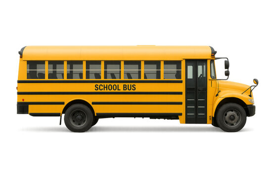 Classic yellow school bus isolated on transparent background