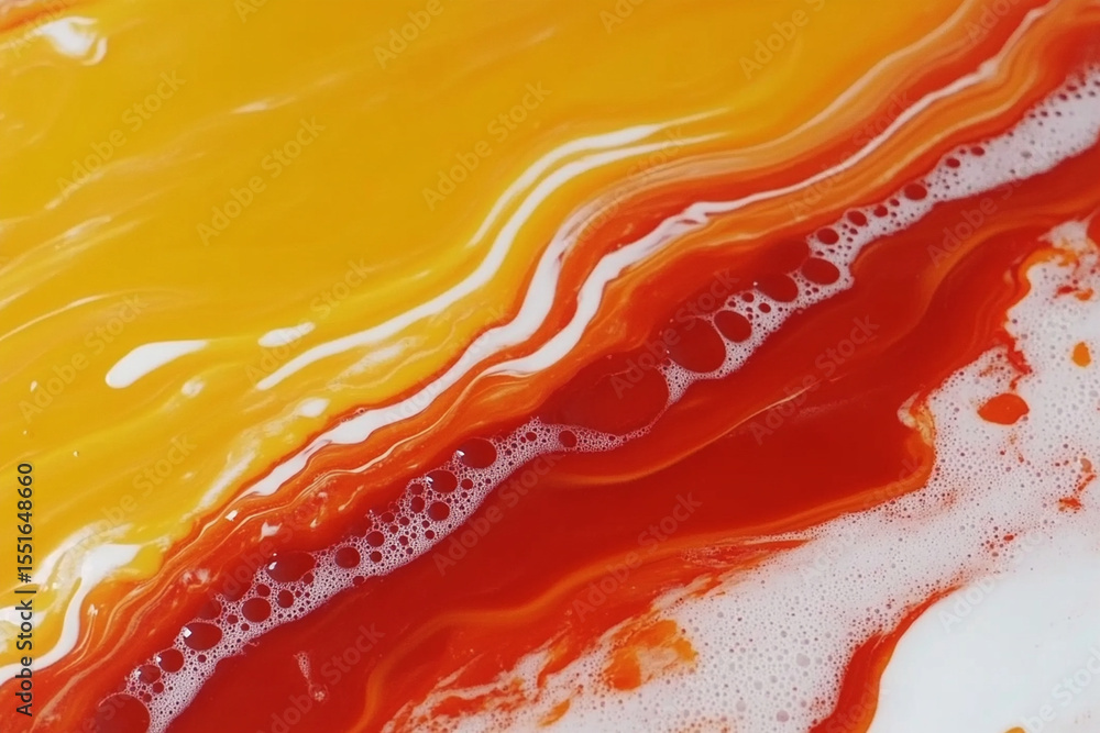 Poster colorful abstract swirls of paint create vibrant patterns in close-up