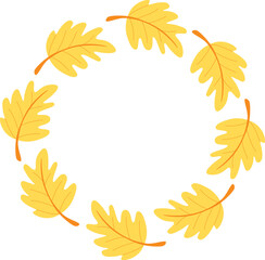 Simple frame of leaves. Cute frame of autumn leaves. Hello autumn. Vector seasonal illustration. Template for poster, postcard.