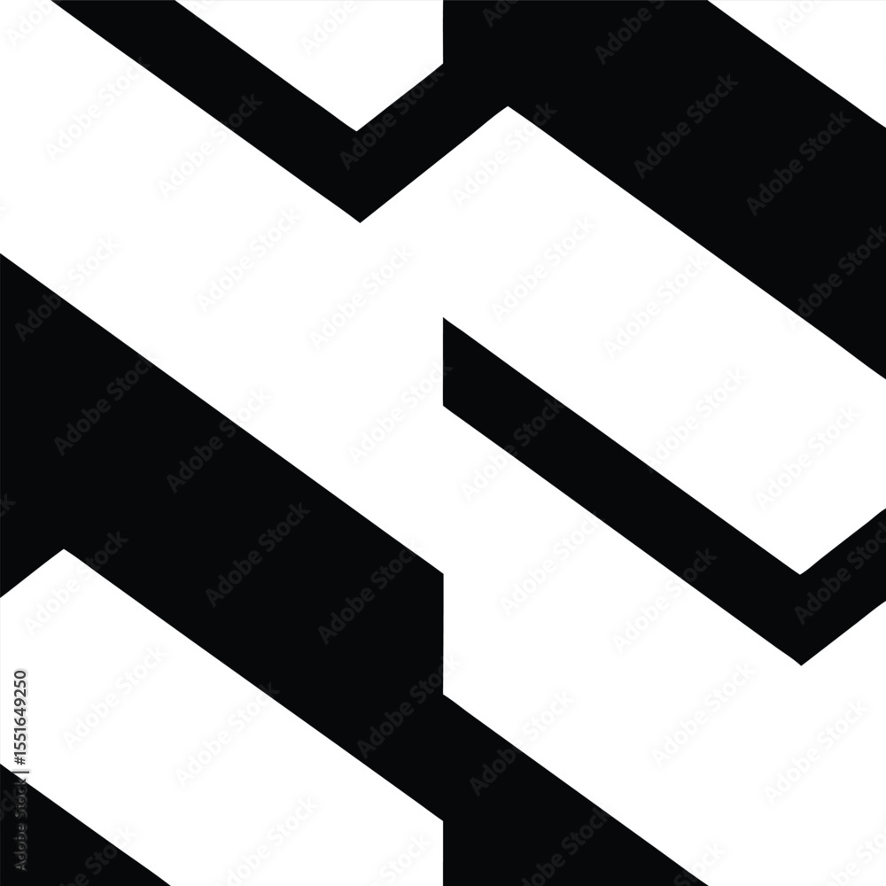 Aufkleber abstract geometric pattern in black and white with angled lines and shapes
