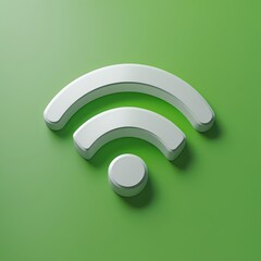 3d render of a white wireless network symbol on a green background representing internet connectivity and communication seamlessly