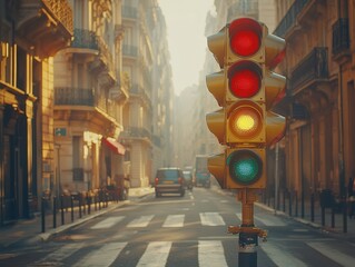 selective focus, traffic light service repairing the signal system