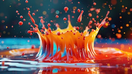 High quality 3D render of exploding fluid splash in color
