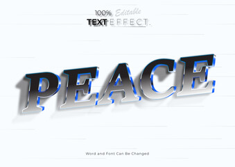 3d Peace text effect. Graphic text editable template design.