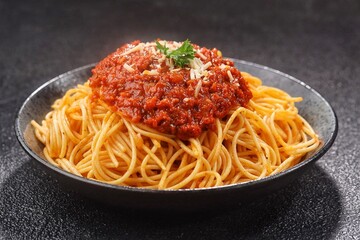 Spaghetti bolognese is a popular classic pasta dish. Using minced meat sauce with a combination of sauce and fresh, sour tomato paste