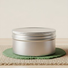 Sustainable Aluminum Jar, Eco-Friendly Cosmetic Container, Blank Metal Packaging Mockup, Natural Product Display, Reusable Skincare Tin