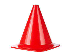 Fototapeta premium Red construction cone isolated on white, safety equipment for traffic control.