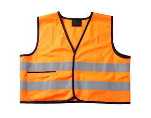 Orange reflective safety vest isolated on white, construction and workwear gear.