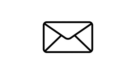 Minimal Envelope Icon – Black and White Vector Illustration for Print, Web, and Apps