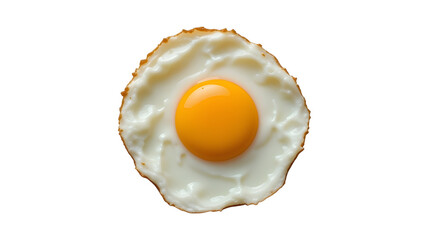 Isolated fried egg sunny side up breakfast protein yolk white cooking food healthy delicious single on transparent background