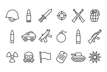 Vector illustration of Military icon pack isolated on white background in line style