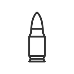 Vector illustration of a Bullet in line style isolated in white background