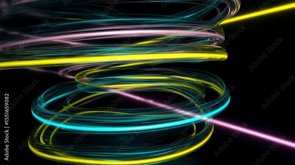 Poster a vibrant arrangement of swirling neon lights dances across a dark background, creating an enchantin