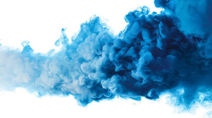 Fototapeta premium Abstract blue smoke billowing isolated on white background