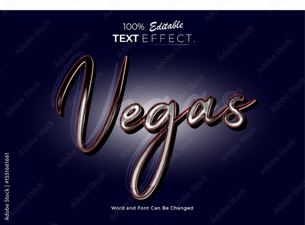 Poster 3d pink neon las vegas text effect. neon font style effect. editable text effect.
