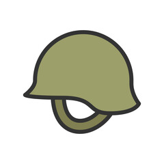 Vector illustration of a Helmet in solid line style isolated in white background