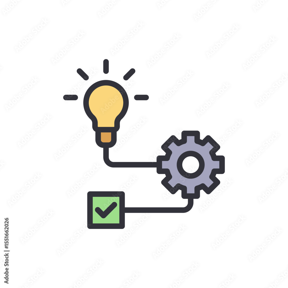 Poster bright idea implementation with cogwheel and checkbox on transparent layer