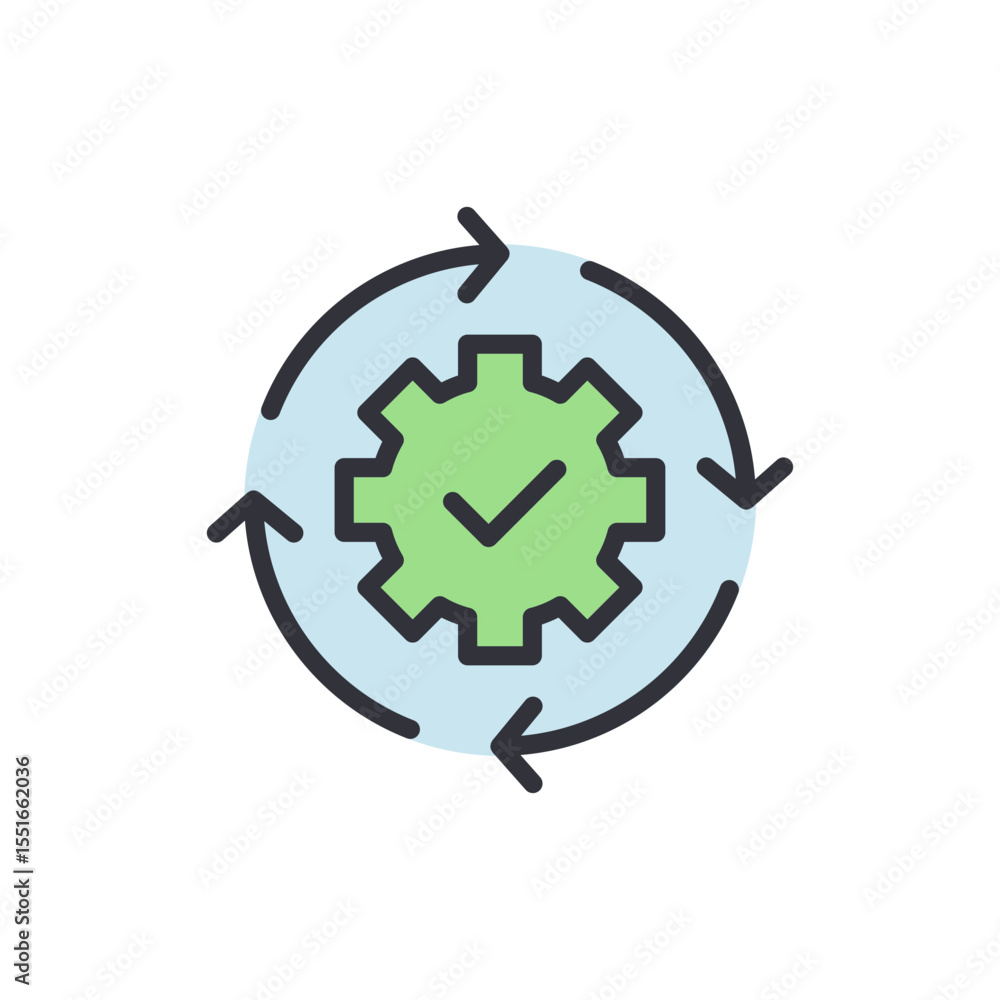 Poster automated process control with gear and circular arrow graphic icon