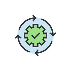 Automated Process Control With Gear And Circular Arrow Graphic Icon